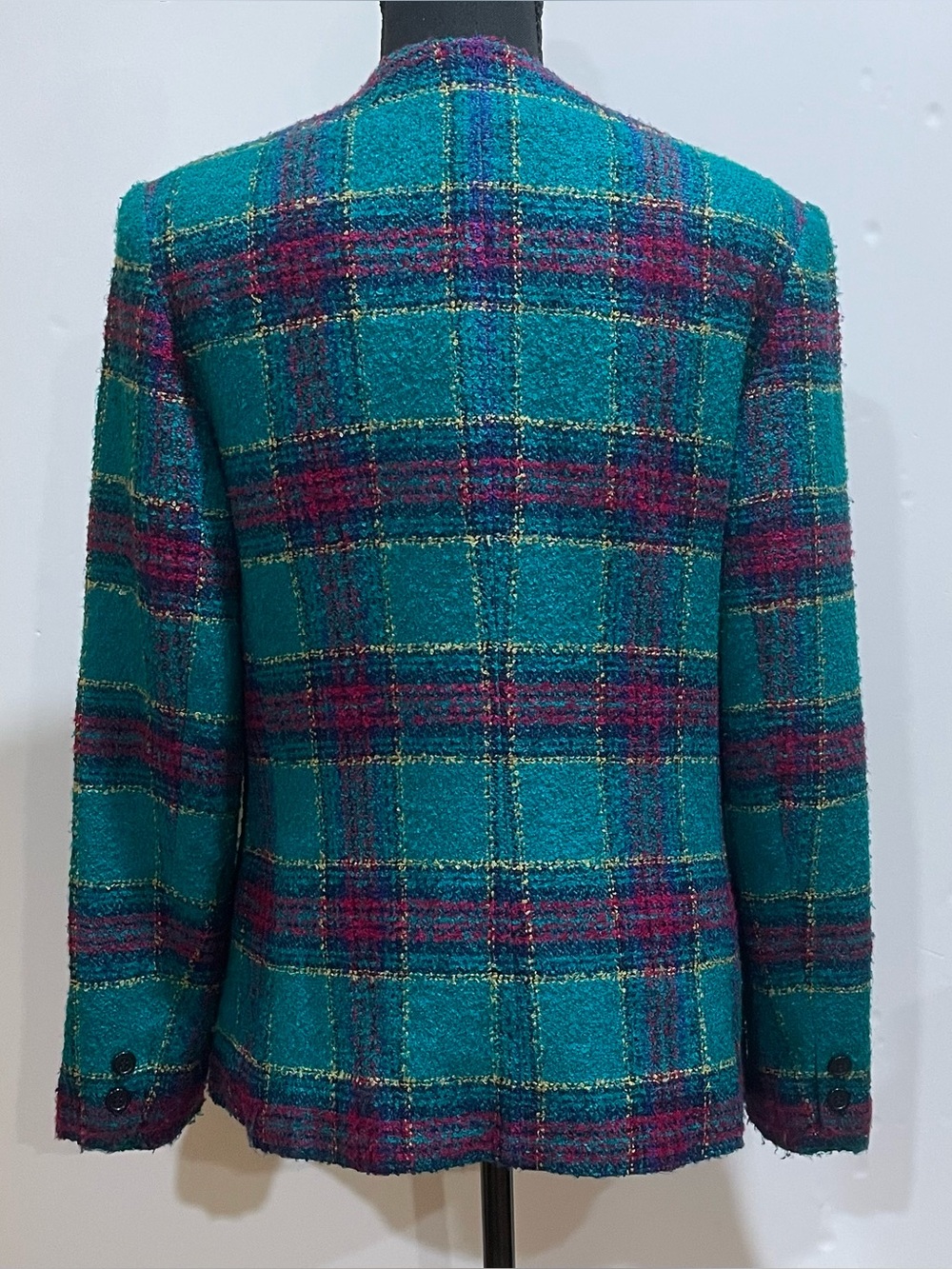 Vintage 80s Koret Plaid Wool Blend Tweed Blazer Jacket Size 10 Retro Career Glam - Picture 16 of 16